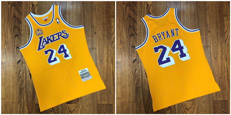 Lakers 24 Kobe Bryant Yellow 60th Anniversary 2007 08 Hardwood Classics Jersey