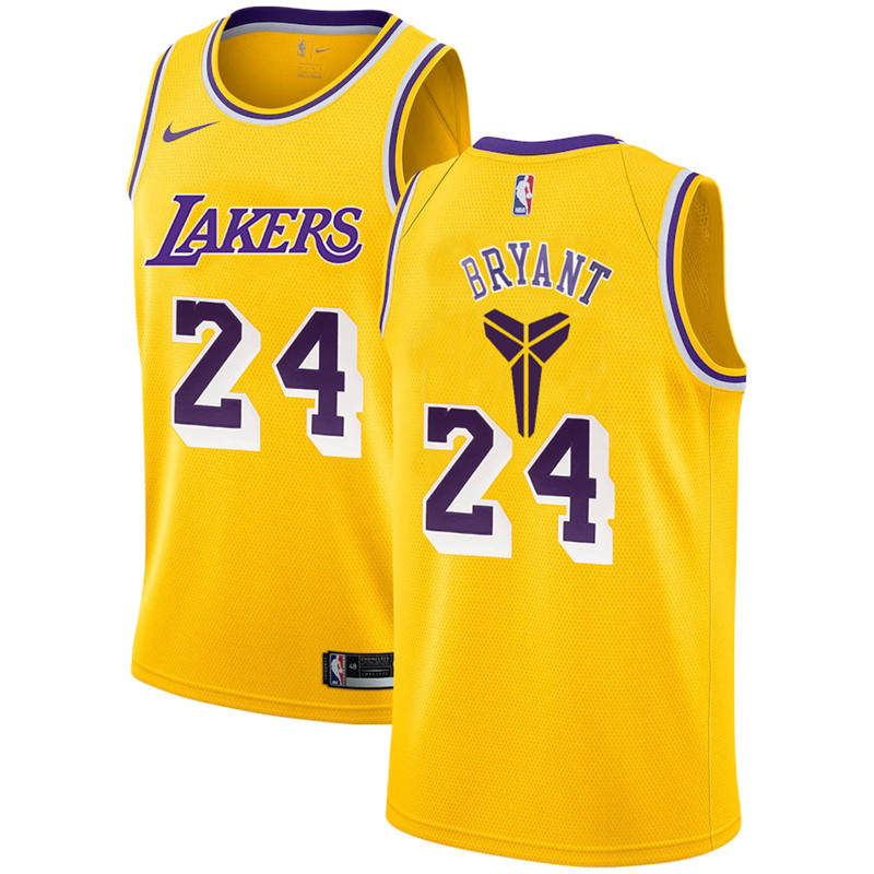 Lakers 24 Kobe Bryant Yellow Nike Swingman Jersey
