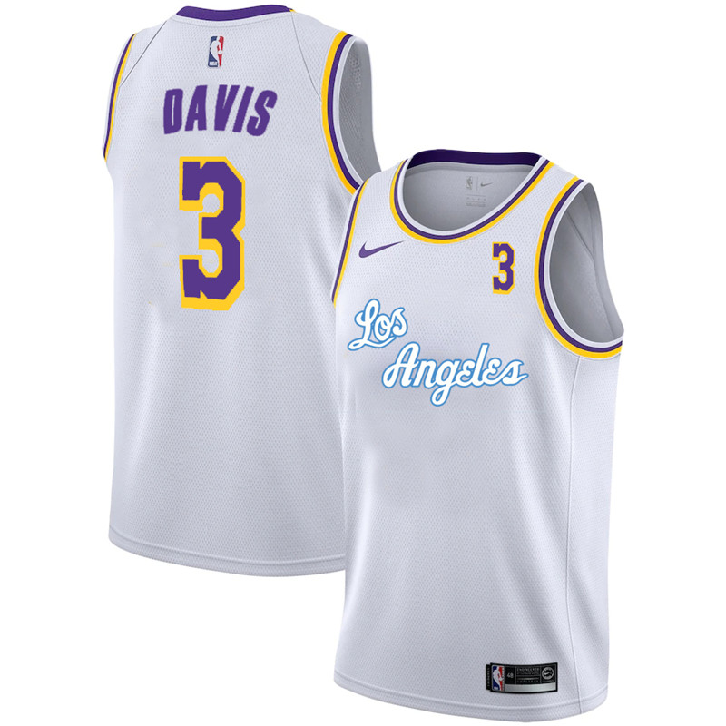 Lakers 3 Anthony Davis White 2020 2021 New City Edition Nike ...