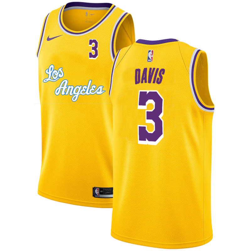Lakers 3 Anthony Davis Yellow 2020 2021 New City Edition Nike Swingman Jersey