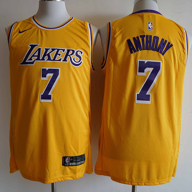 Lakers 7 Carmelo Anthony Yellow Nike Diamond 75th Anniversary Swingman Jersey