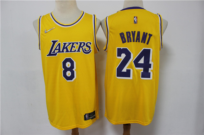Lakers 8 & 24 Kobe Bryant Yellow Nike Diamond 75th Anniversary Swingman Jersey