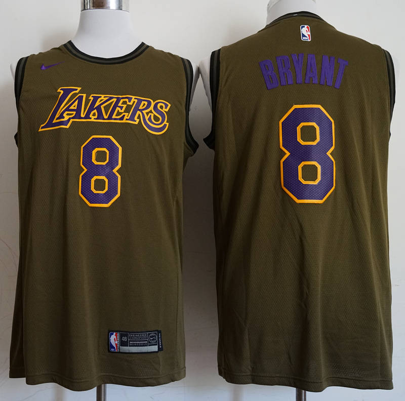 Lakers 8 Kobe Bryant Olive  Swingman Jersey