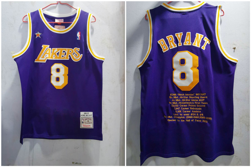 Lakers 8 Kobe Bryant Purple 1996 97 Hardwood Classics Jersey