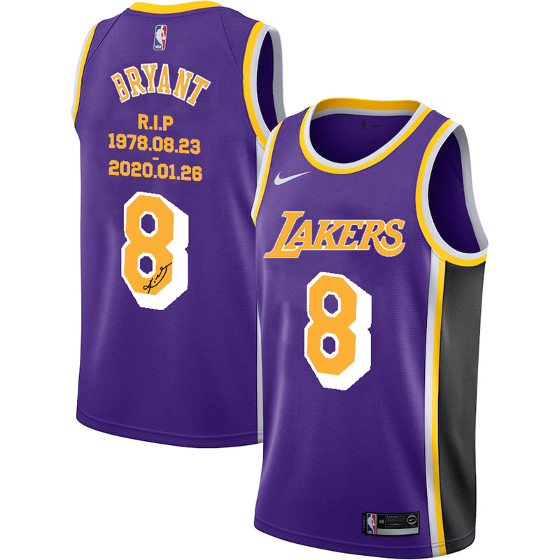 Lakers 8 Kobe Bryant Purple R.I.P Signature Swingman Jersey