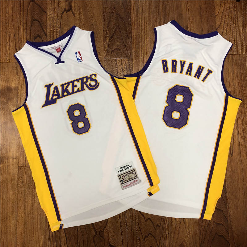 Lakers 8 Kobe Bryant White 2002 03 Hardwood Classics Jersey