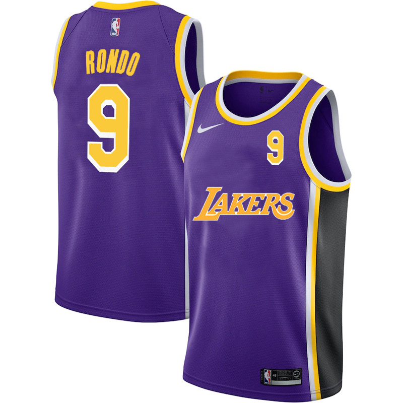 Lakers 9 Rajon Rondo Purple 2020 2021 New City Edition Nike Swingman Jersey