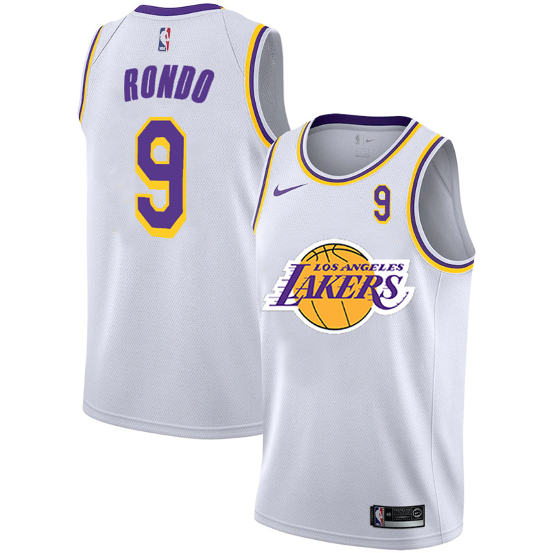 Lakers 9 Rajon Rondo White 2020 2021 New City Edition Nike Swingman Jerseys