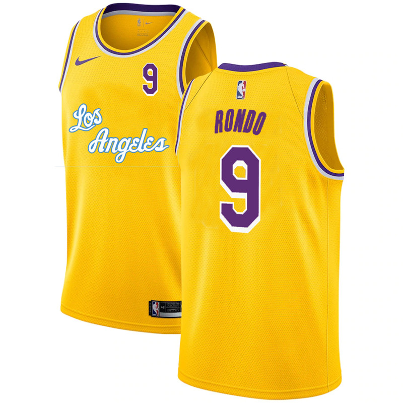 Lakers 9 Rajon Rondo Yellow 2020 2021 New City Edition Nike Swingman Jersey