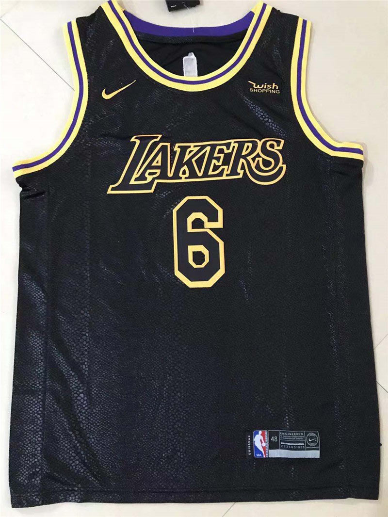 Lakers James 6 black snake print jersey