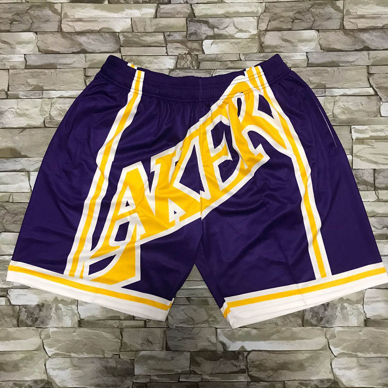 Lakers Purple Black Big Face With Pocket Swingman Shorts