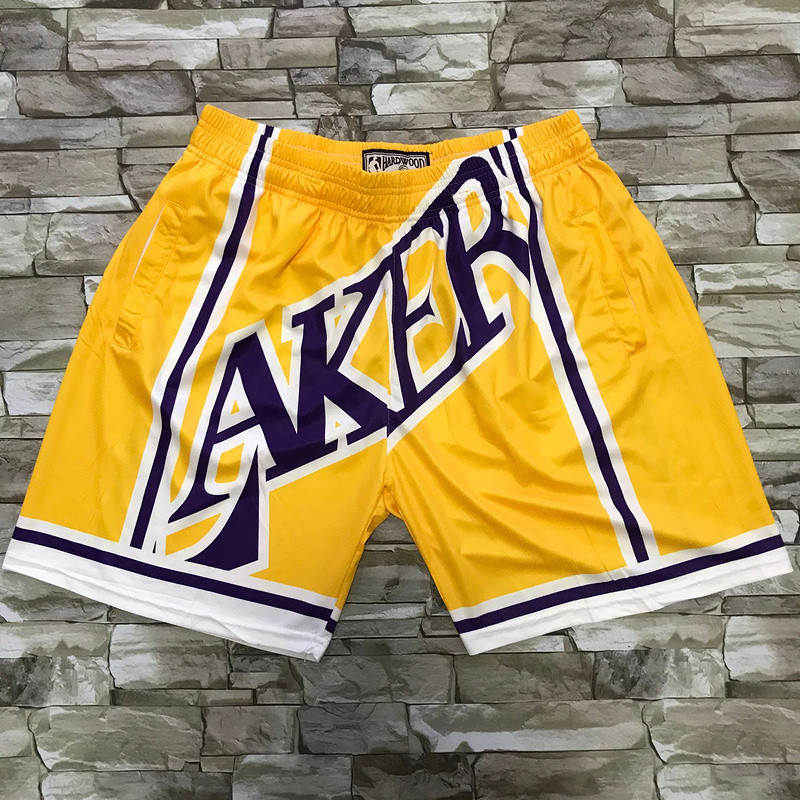 Lakers Yellow Big Face With Pocket Swingman Shorts