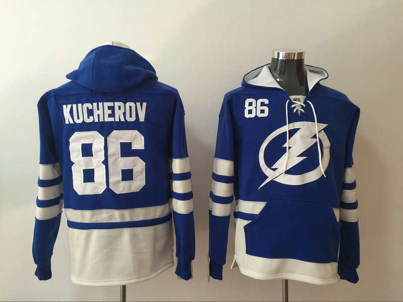 Lightning 86 Nikita Kucherov Blue All Stitched Hooded Sweatshirt