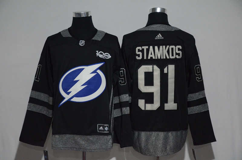 Lightning 91 Steven Stamkos Black 100th Anniversary Season Jersey