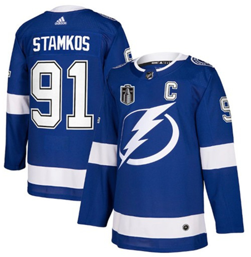 Lightning 91 Steven Stamkos Blue 2022 Stanley Cup Final Patch Adidas Jersey