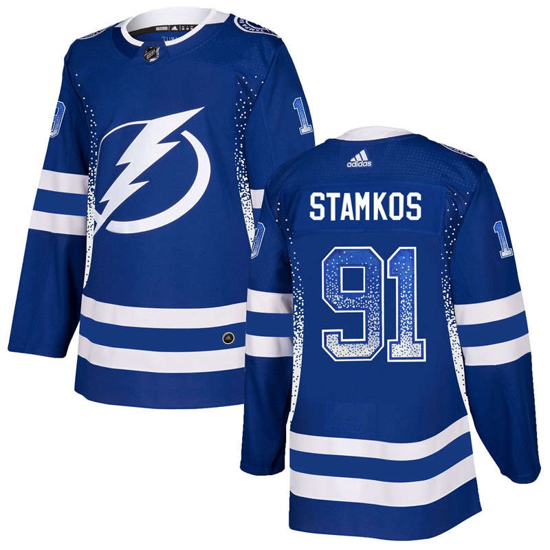Lightning 91 Steven Stamkos Blue Drift Fashion  Jersey