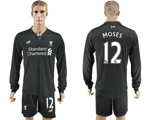 Liverpool 12 Moses Away Long Sleeves Soccer Club Jersey