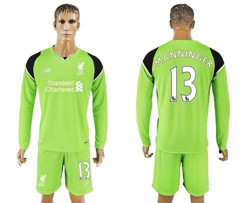 Liverpool 13 Manninger Green Goalkeeper Long Sleeves Soccer Club Jersey