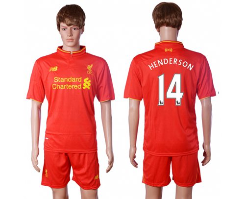 Liverpool 14 Henderson Red Home Soccer Club Jersey