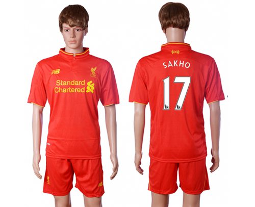 Liverpool 17 Sakho Red Home Soccer Club Jersey