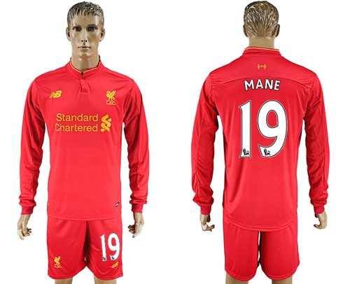 Liverpool 19 Mane Home Long Sleeves Soccer Club Jersey
