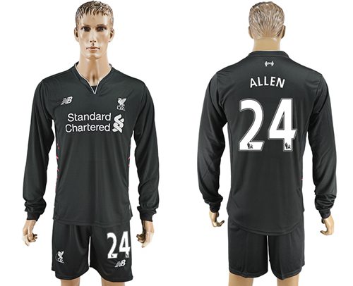 Liverpool 24 Allen Away Long Sleeves Soccer Club Jersey