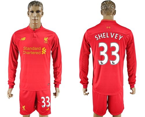 Liverpool 33 Shelvey Home Long Sleeves Soccer Club Jersey