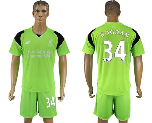 Liverpool 34 Bogdan Green Goalkeeper Soccer Club Jersey