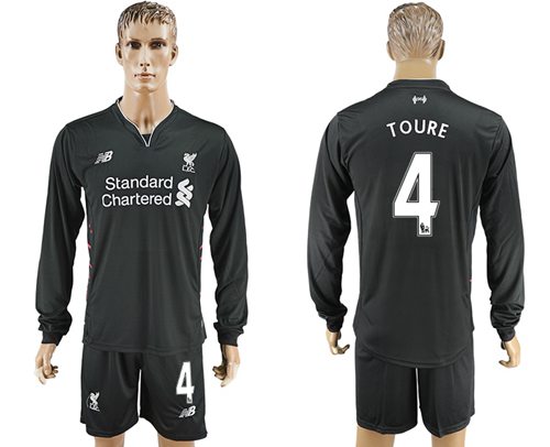Liverpool 4 Toure Away Long Sleeves Soccer Club Jersey