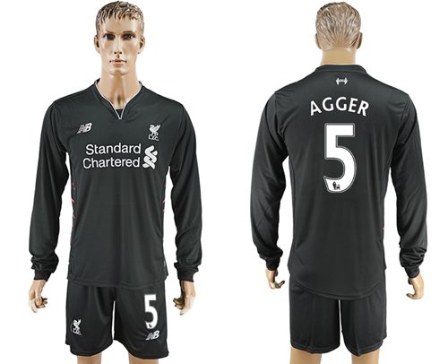 Liverpool 5 Agger Away Long Sleeves Soccer Club Jersey