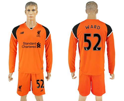 Liverpool 52 Ward Orange Goalkeeper Long Sleeves Soccer Club Jersey