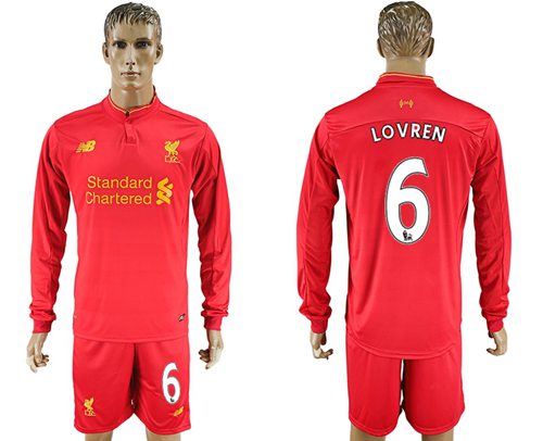 Liverpool 6 Lovren Home Long Sleeves Soccer Club Jersey