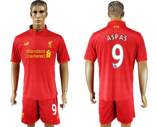 Liverpool 9 Aspas Red Home Soccer Club Jersey
