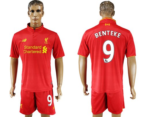 Liverpool 9 Benteke Red Home Soccer Club Jersey