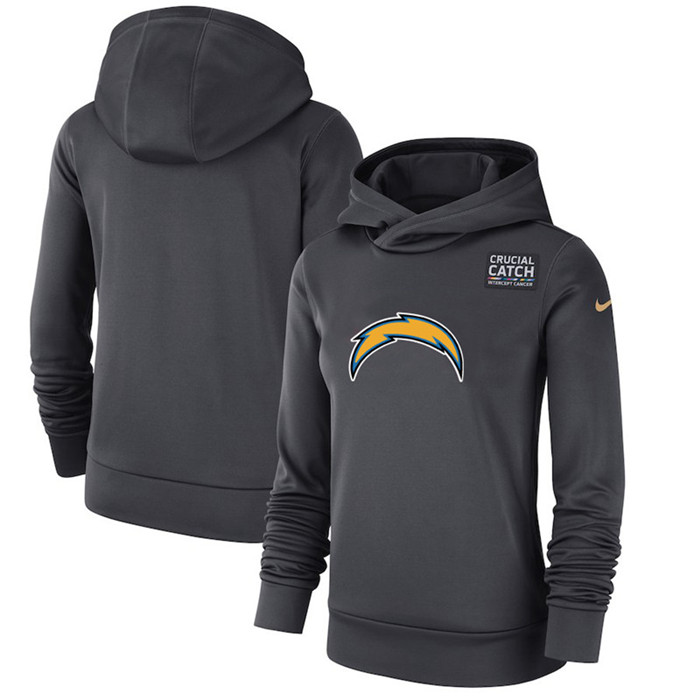 Los Angeles Chargers Anthracite Women's  Crucial Catch Performance Hoodie