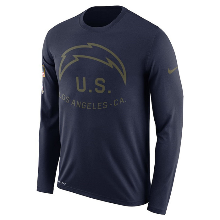 Los Angeles Chargers  Salute to Service Sideline Legend Performance Long Sleeve T Shirt Navy