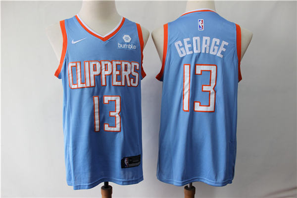 Los Angeles Clippers #13 Paul George 2019 20 Icon Blue City Edition Jerseys