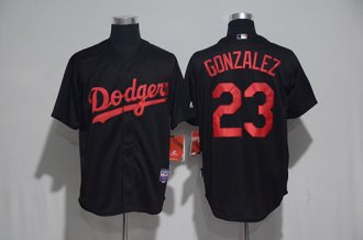 Los Angeles Dodgers Mens Jerseys 23 Adrian Gonzalez Black Baseball Jersey