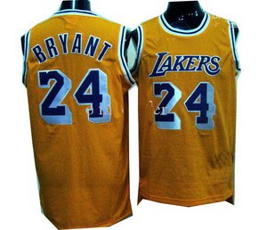 Los Angeles Lakers Kobe Bryant 24 Yellow Mitchell And Ness Jerseys
