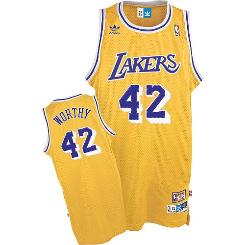 Los Angeles Lakers Worthy 42 Yellow Throwback Jerseys