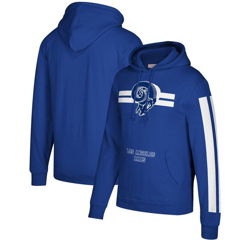 Los Angeles Rams Mitchell & Ness Three Stripe Pullover Hoodie Royal