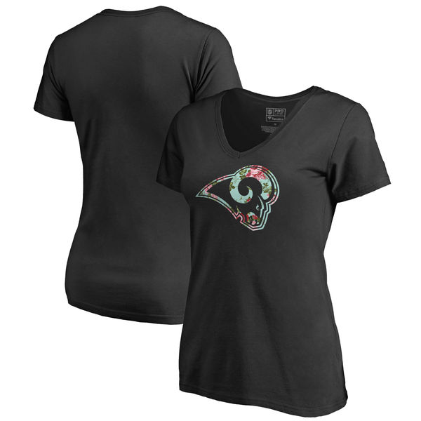 Los Angeles Rams NFL Pro Line by Fanatics Branded Women's Lovely Plus Size V Neck T Shirt Black