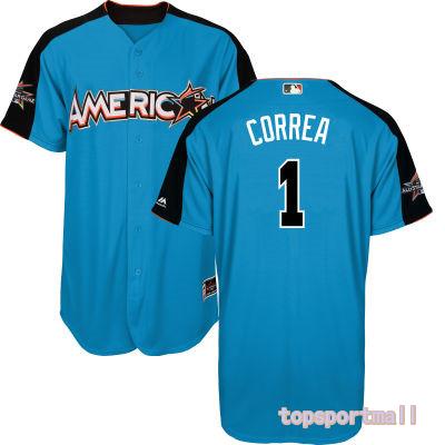 MLB American League 1 Carlos Correa Blue 2017 All Star Baseball Jerseys