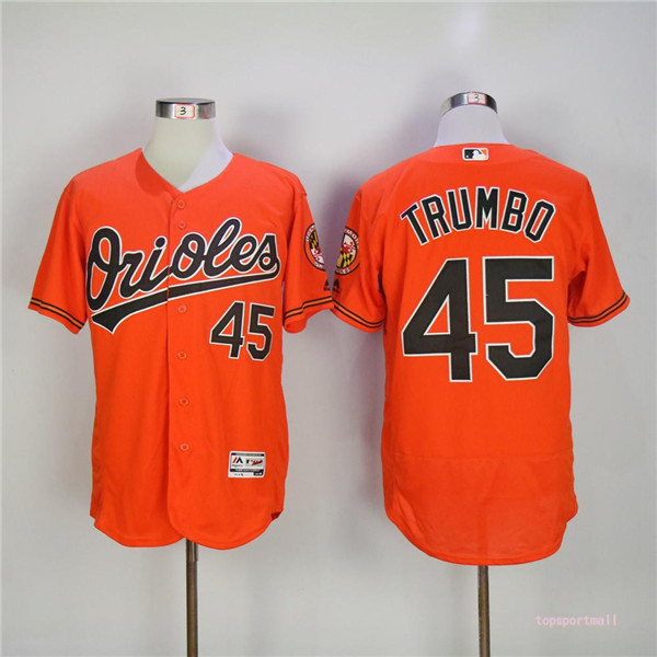 MLB Baltimore Orioles 45 Mark Trumbo Orange Flexbase Baseball Jerseys