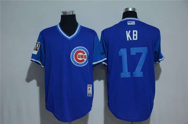 MLB Chicago Cubs 17 Kris Bryant Cool Base Blue Pullover Baseball Jersey