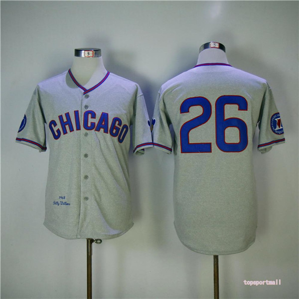MLB Chicago Cubs 26 Billy Williams Gray 1968 Throwback Cool Base Baseball Jersey