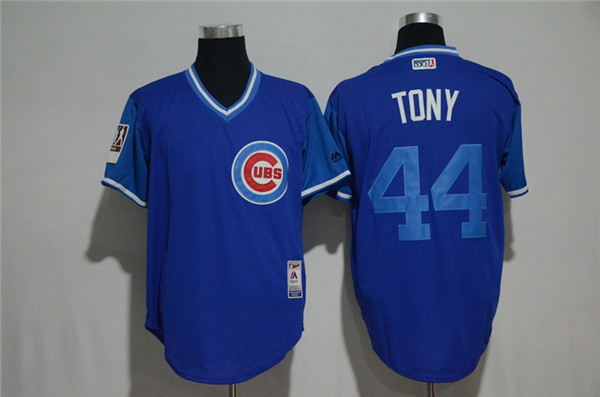 MLB Chicago Cubs 44 Anthony Rizzo Cool Base Blue Pullover Baseball Jersey