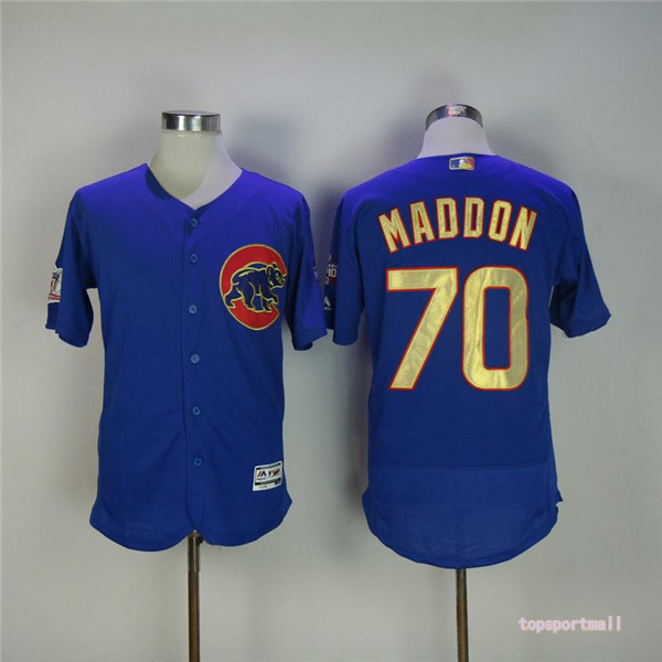 MLB Chicago Cubs 70 Joe Maddon Blue Gold Pinstripe Flexbase Baseball Jersey
