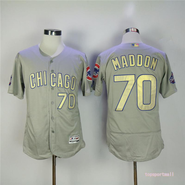 MLB Chicago Cubs 70 Joe Maddon Gray Gold Pinstripe Flexbase Baseball Jersey