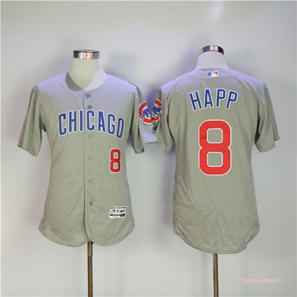 MLB Chicago Cubs 8 Ian Happ Gray Flexbase Baseball Jerseys